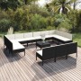 Set de muebles de jardín 14 pzas cojines ratán sintético negro de vidaXL, Conjuntos de jardín - Ref: Foro24-3094616, Precio: ...