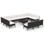 Set de muebles de jardín 14 pzas cojines ratán sintético negro de vidaXL, Conjuntos de jardín - Ref: Foro24-3094616, Precio: ...