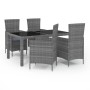 Set de comedor de jardín 5 pzas y cojines ratán sintético gris de vidaXL, Conjuntos de jardín - Ref: Foro24-3094881, Precio: ...