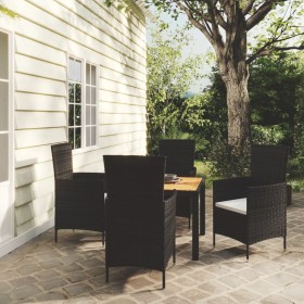 5-piece garden dining set with black PE rattan cushions by vidaXL, Garden sets - Ref: Foro24-3094834, Price: 355,18 €, Discou...