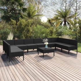 Gartenmöbel-Set 11-teilig, schwarze Kissen aus synthetischem Rattan von vidaXL, Gartensets - Ref: Foro24-3094601, Preis: 724,...