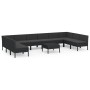 Set de muebles de jardín 11 pzas cojines ratán sintético negro de vidaXL, Conjuntos de jardín - Ref: Foro24-3094601, Precio: ...