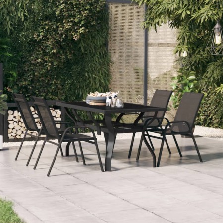 Mesa de jardín acero y vidrio negra 140x70x70 cm de vidaXL, Mesas de jardín - Ref: Foro24-318768, Precio: 140,99 €, Descuento: %