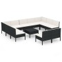 Set muebles de jardín 12 pzas y cojines ratán sintético negro de vidaXL, Conjuntos de jardín - Ref: Foro24-3094608, Precio: 9...