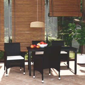 Garden dining set 5 pieces with black synthetic rattan cushions by vidaXL, Garden sets - Ref: Foro24-3094975, Price: 400,40 €...