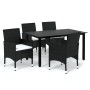 Set comedor de jardín 5 pzas con cojines ratán sintético negro de vidaXL, Conjuntos de jardín - Ref: Foro24-3094975, Precio: ...