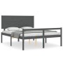 Cama de matrimonio personas mayores cabecero madera maciza gris de vidaXL, Camas y somieres - Ref: Foro24-3195488, Precio: 17...