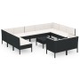 Set de muebles de jardín 12 pzas cojines ratán sintético negro de vidaXL, Conjuntos de jardín - Ref: Foro24-3094620, Precio: ...