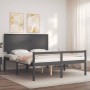 Double bed for seniors gray solid wood headboard by vidaXL, Beds and slatted bases - Ref: Foro24-3195488, Price: 174,99 €, Di...