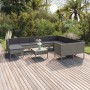 Set de muebles de jardín 11 pzas y cojines ratán sintético gris de vidaXL, Conjuntos de jardín - Ref: Foro24-3094506, Precio:...