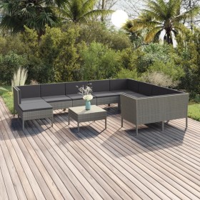 11-teiliges Gartenmöbel-Set und graue synthetische Rattankissen von vidaXL, Gartensets - Ref: Foro24-3094506, Preis: 877,56 €...