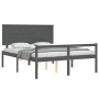 Cama de matrimonio personas mayores cabecero madera maciza gris de vidaXL, Camas y somieres - Ref: Foro24-3195488, Precio: 17...