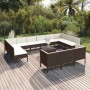 Set muebles de jardín 14 pzas y cojines ratán sintético marrón de vidaXL, Conjuntos de jardín - Ref: Foro24-3094627, Precio: ...