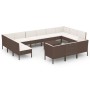 Set muebles de jardín 14 pzas y cojines ratán sintético marrón de vidaXL, Conjuntos de jardín - Ref: Foro24-3094627, Precio: ...