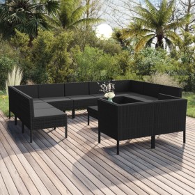 Garden furniture set 12 pieces black synthetic rattan cushions by vidaXL, Garden sets - Ref: Foro24-3094621, Price: 852,24 €,...