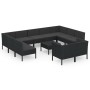 Set de muebles de jardín 12 pzas cojines ratán sintético negro de vidaXL, Conjuntos de jardín - Ref: Foro24-3094621, Precio: ...