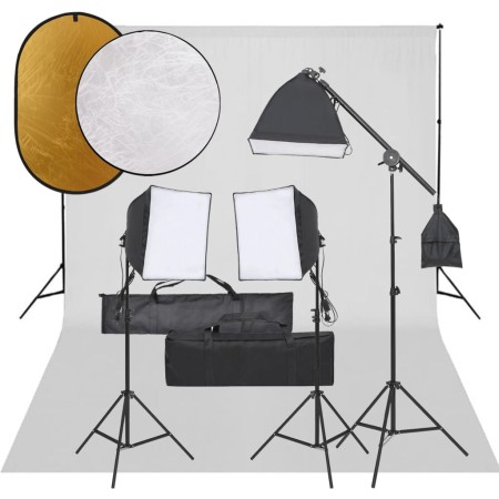 Fotostudio-Set mit Lichtset, Hintergrund und Reflektor von vidaXL, Blitze und Studiobeleuchtung - Ref: Foro24-3094693, Preis:...