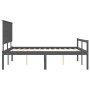 Cama de matrimonio personas mayores cabecero madera maciza gris de vidaXL, Camas y somieres - Ref: Foro24-3195488, Precio: 17...