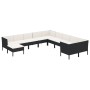 Set de muebles de jardín 11 pzas cojines ratán sintético negro de vidaXL, Conjuntos de jardín - Ref: Foro24-3094516, Precio: ...