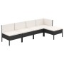 Set de muebles de jardín 5 pzas y cojines ratán sintético negro de vidaXL, Conjuntos de jardín - Ref: Foro24-3094368, Precio:...