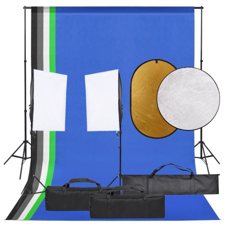 Photo studio kit with light set, background and reflector by vidaXL, Flashes and studio lighting - Ref: Foro24-3094754, Price...