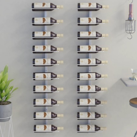 Wall wine rack for 10 bottles 2 units white metal by vidaXL, Wine racks - Ref: Foro24-340906, Price: 77,65 €, Discount: %