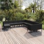 Set de muebles de jardín 11 pzas cojines ratán sintético negro de vidaXL, Conjuntos de jardín - Ref: Foro24-3094517, Precio: ...