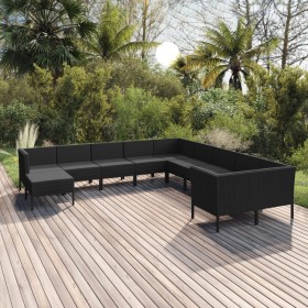 Gartenmöbel-Set 11-teilig, schwarze Kissen aus synthetischem Rattan von vidaXL, Gartensets - Ref: Foro24-3094517, Preis: 765,...