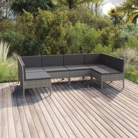 6-teiliges Gartenmöbel-Set und graue synthetische Rattankissen von vidaXL, Gartensets - Ref: Foro24-3094590, Preis: 443,99 €,...