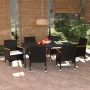 Garten Esstischgarnitur 7 tlg. und Kissen schwarz Kunststoff Rattan von vidaXL, Gartensets - Ref: Foro24-3095001, Preis: 556,...