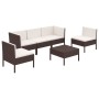 Set muebles de jardín 6 pzas y cojines ratán sintético marrón de vidaXL, Conjuntos de jardín - Ref: Foro24-3094343, Precio: 4...