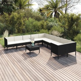 Gartenmöbel-Set 11-teilig, schwarze Kissen aus synthetischem Rattan von vidaXL, Gartensets - Ref: Foro24-3094496, Preis: 896,...