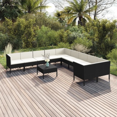 Garden furniture set 11 pieces black synthetic rattan cushions by vidaXL, Garden sets - Ref: Foro24-3094496, Price: 896,23 €,...