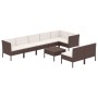 Set muebles de jardín 9 pzas y cojines ratán sintético marrón de vidaXL, Conjuntos de jardín - Ref: Foro24-3094395, Precio: 7...