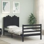 Bed frame with black solid wood headboard 90x200 cm by vidaXL, Beds and slatted bases - Ref: Foro24-3194170, Price: 130,17 €,...