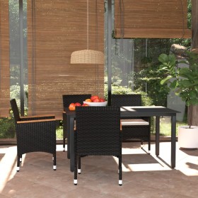 Juego muebles jardín 5 pzas con cojines ratán sintético negro de vidaXL, Conjuntos de jardín - Ref: Foro24-3094999, Precio: 3...