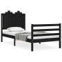 Bed frame with black solid wood headboard 90x200 cm by vidaXL, Beds and slatted bases - Ref: Foro24-3194170, Price: 130,17 €,...