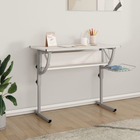 White and gray wood and steel drawing table 110x53x(58-87) cm by vidaXL, Desks - Ref: Foro24-340928, Price: 70,29 €, Discount: %