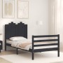 Bed frame with black solid wood headboard 90x200 cm by vidaXL, Beds and slatted bases - Ref: Foro24-3194170, Price: 130,17 €,...