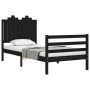 Bed frame with black solid wood headboard 90x200 cm by vidaXL, Beds and slatted bases - Ref: Foro24-3194170, Price: 130,17 €,...