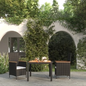 Garten Esstischgarnitur 3 Stück und Kissen schwarz Kunststoff Rattan von vidaXL, Gartensets - Ref: Foro24-3094909, Preis: 353...