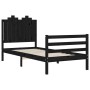 Bed frame with black solid wood headboard 90x200 cm by vidaXL, Beds and slatted bases - Ref: Foro24-3194170, Price: 130,17 €,...