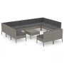 Set de muebles de jardín 12 pzas y cojines ratán sintético gris de vidaXL, Conjuntos de jardín - Ref: Foro24-3094610, Precio:...