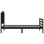 Bed frame with black solid wood headboard 90x200 cm by vidaXL, Beds and slatted bases - Ref: Foro24-3194170, Price: 130,17 €,...