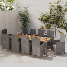 Garden dining set 11 pieces and gray synthetic rattan cushions by vidaXL, Garden sets - Ref: Foro24-3094894, Price: 910,99 €,...