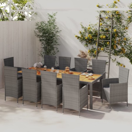 Garden dining set 11 pieces and gray synthetic rattan cushions by vidaXL, Garden sets - Ref: Foro24-3094894, Price: 945,25 €,...