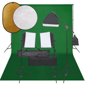 Photo studio kit with light set, background and reflector by vidaXL, Flashes and studio lighting - Ref: Foro24-3094691, Price...