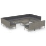 Set de muebles de jardín 14 pzas y cojines ratán sintético gris de vidaXL, Conjuntos de jardín - Ref: Foro24-3094618, Precio:...