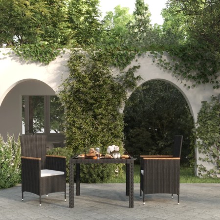 3-piece garden dining set and black synthetic rattan cushions by vidaXL, Garden sets - Ref: Foro24-3094925, Price: 291,23 €, ...