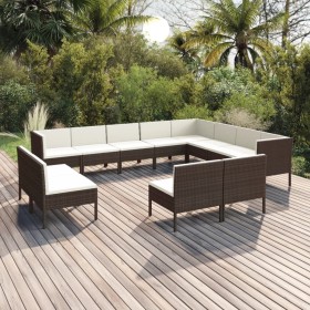 Garden furniture set 12 pieces and brown synthetic rattan cushions by vidaXL, Garden sets - Ref: Foro24-3094483, Price: 943,5...